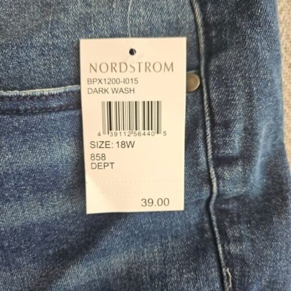 Nordstrom BP. Raw Hem Jeans Ladies Size 18 Dark Wash Button Front New With Tags - Picture 14 of 16